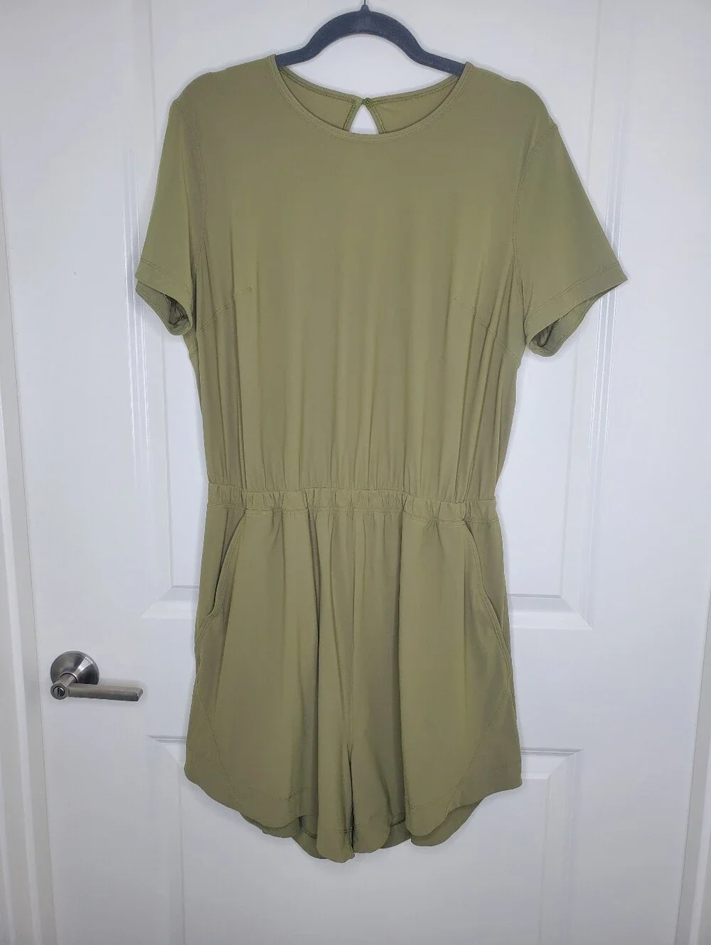 Lululemon Olive Green Lightweight High Neck Open Back Romper